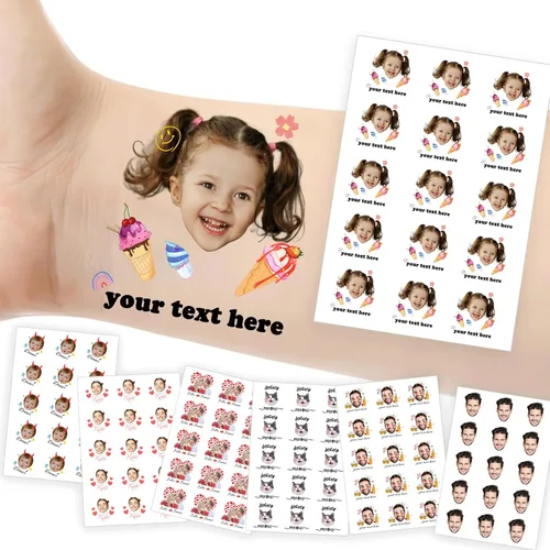 Miniatura 15 de Tatuajes temporales personalizados con foto y nombre, logotipo personalizado para adultos, niños, mujeres, hombres, regalo de boda, cumpleaños