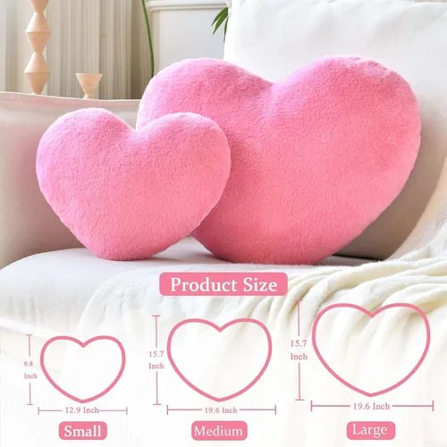 Miniatura 2 de XVTRU Almohadas de corazón rosa melocotón, bonita almohada decorativa de corazón, almohadas en forma de corazón para cama, cojín de felpa de felpa