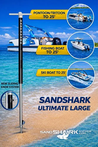 Miniatura 3 de Ancla SandShark - Ancla de tornillo premium para barco, ancla para barco de pontón, poste de ancla para agua poco profunda de acero inoxidable