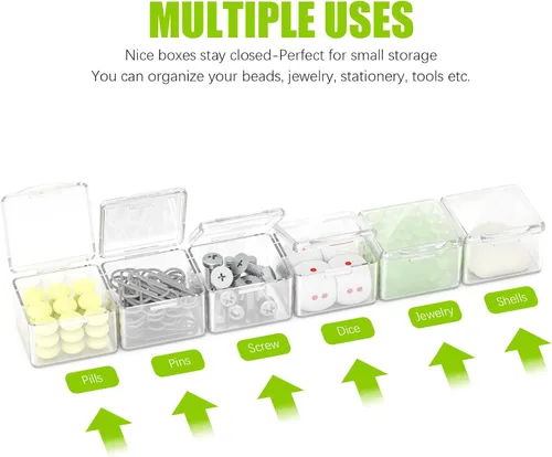 Miniatura 3 de 30 paquetes de contenedores organizadores apilables de plástico con tapas, mini recipientes para almacenamiento de cuentas, purpurina, limo, pintura