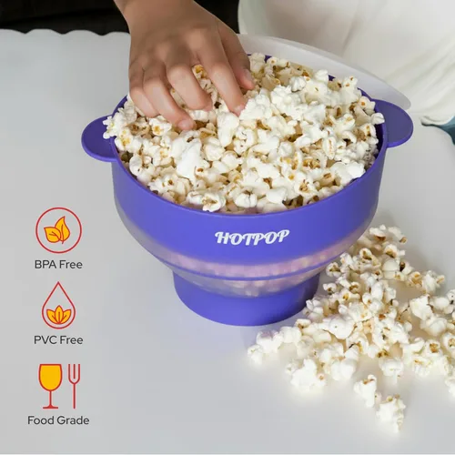 Miniatura 5 de The Original HOTPOP - Palomitas de maíz para microondas, máquina de palomitas de maíz, cuenco plegable sin BPA y apto para lavavajillas, 20