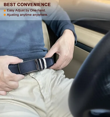 Miniatura 8 de KEMISANT Cinturón para hombre, correa de trinquete deslizante de cuero genuino para hombre pantalones de vestir Oxford, tamaño ajustable