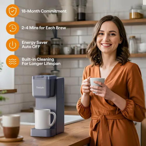 Miniatura 6 de Tastyle Cafetera de una sola porción para cápsulas K, molido y té, máquinas de café caliente y helado con ajuste fuerte, tamaños de preparación de 6