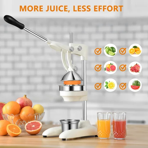 Miniatura 2 de TONGCHANT Exprimidor de hierro fundido, prensa de cítricos resistente de 19 pulgadas de alto con doble patrón Exprimidor manual para naranja limón