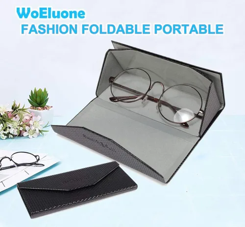 Miniatura 3 de WoEluone Eyeglasses Case Triangle Foldable Glasses Holder Cute Stylish Compact Design Magnet Closure Sunglasses Cases