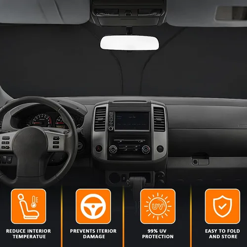 Miniatura 2 de D-Lumina Parasol plegable para parabrisas con bandera de EE. UU. para Nissan Frontier 2022, 2023, 2024, 2025, protector de sol frontal bloquea rayos
