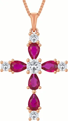 Miniatura 184 de YL Collar de cruz de plata de ley 925 con colgante de piedra natal religiosa para mujer