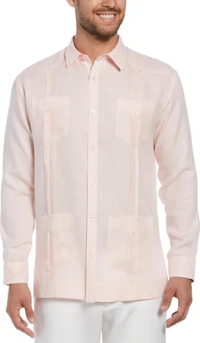 Miniatura 9 de Cubavera Camisa Guayabera de manga larga con cuatro bolsillos para hombre, 100 % de lino, detalle de pinzas, ajuste relajado