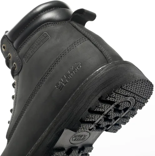 Miniatura 8 de Botas de trabajo para hombre, impermeables, con puntera suave, antideslizantes, cómodas, botas de trabajo de cuero Negro-impermeable