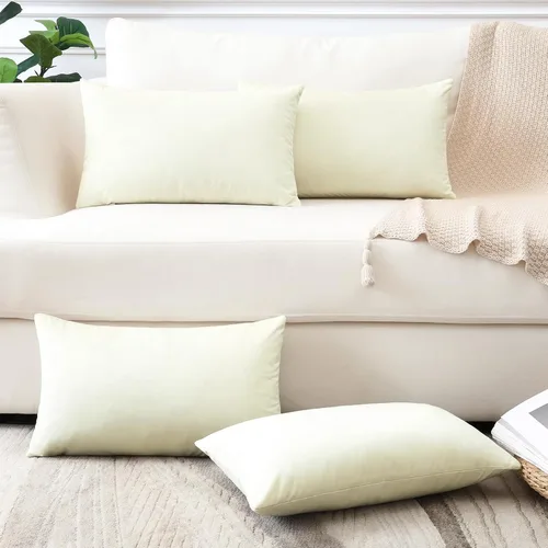 Miniatura 30 de OTOSTAR Juego de 4 fundas de almohada decorativas de terciopelo suave, fundas de cojín lumbares sólidas, fundas de cojín lujosas para sofá