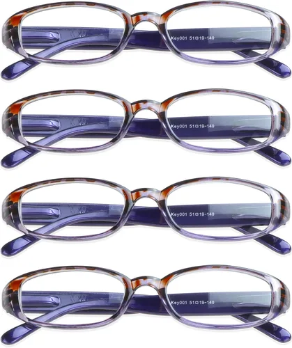 Miniatura 7 de VisionGlobal 1 par/4 pares de anteojos de lectura con bisagra de resorte, lentes de bloqueo de luz azul para mujeres/hombres Key001_negro_4p