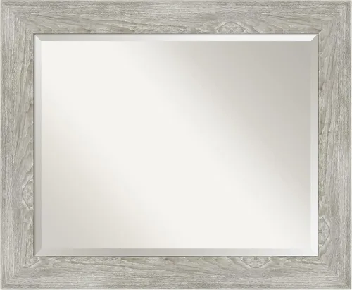 Miniatura 27 de Amanti Art Espejo de baño gris para sobre el fregadero, espejo rectangular gris rústico de corteza de 25 x 21 pulgadas, marco rústico de campo