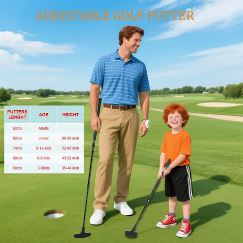Miniatura 4 de WIGERLON Putter ajustable para niños y adultos, hombres y mujeres, mini palos de golf para niños 3-5, 5-7, 8-12, juego de mini golf con 4 pelotas