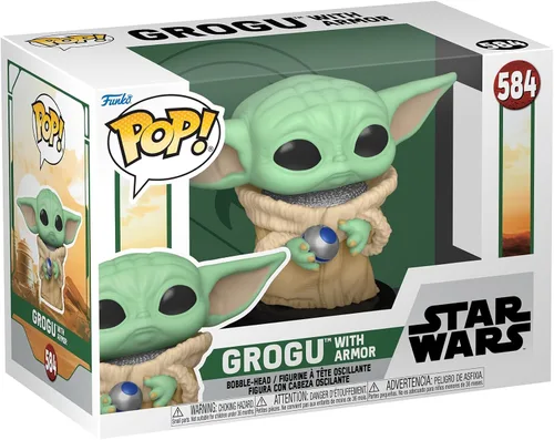 Funko Pop Star Wars: El libro de Boba Fett - Grogu (El niño, Baby Yoda) con armadura - Figura de vinilo coleccionable - Idea de regalo - Producto