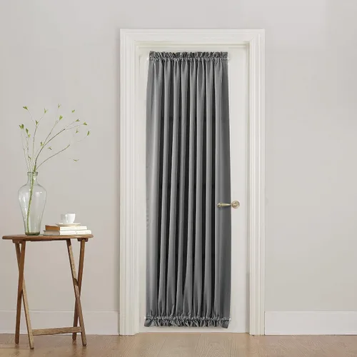 Miniatura 75 de Sun Zero Barrow - Panel de cortina para puerta con bolsillo para barra, de eficiencia energética, 54" x 72", color moca Marrón Mocha
