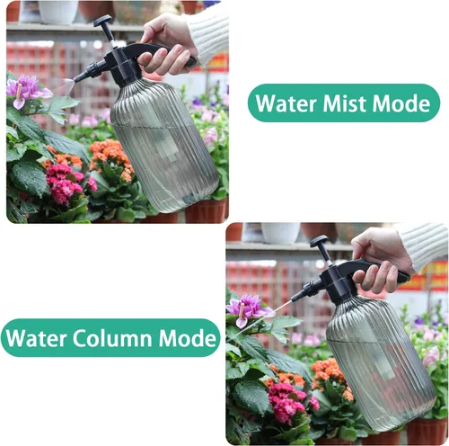 Miniatura 4 de T4U Botella pulverizadora de niebla fina de plástico, color gris, 2 L, pulverizador de planta a presión de mano con bomba superior, regadera