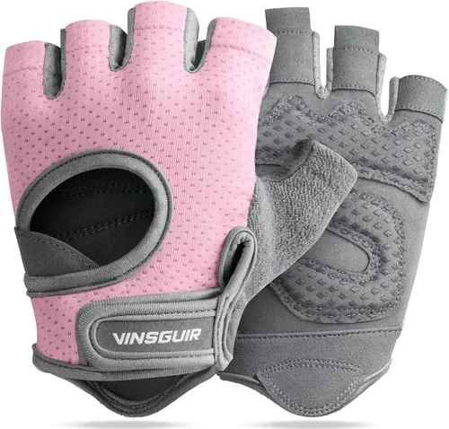 VINSGUIR Guantes de entrenamiento para mujeres y hombres, guantes de levantamiento de pesas transpirables para ejercicio de gimnasio, fitness, Rosa
