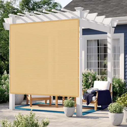 LOVE STORY - Toldo de tela con ojales, cubierta con 95% de protección ultravioleta para pérgola y patio al aire libre, 3 x 8 pies, color arena