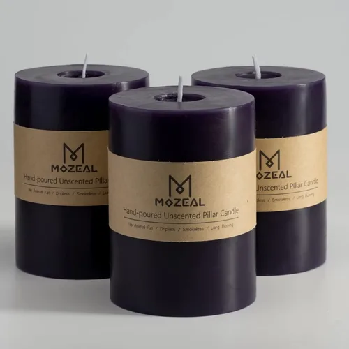 Miniatura 54 de MOZEAL Velas grandes sin perfume vertidas a mano de 3 x 8 pulgadas, sin humo, juego de 2, combustión lenta, sin goteo, aproximadamente 150 horas