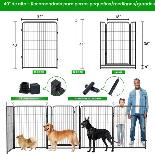 Miniatura 3 de Kfvigoho Corralito para perros para exteriores, extra ancho, 12 paneles de alta resistencia con revestimiento antioxidante, valla para perro