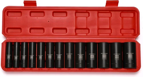 Miniatura 2 de MIXPOWER Juego de llaves de impacto profundo de 13 piezas, 1/2 pulgada, 7/16"-1-1/4", acero Cr-Mo, SAE, 6 Piont, grado de impacto, estuche