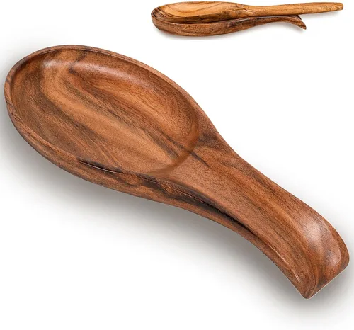 Soporte para cuchara grande de madera de acacia, organizador de cuchara de cocina resistente al calor, soporte para utensilios de cocina, soporte