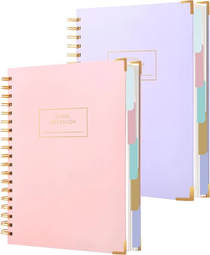 Miniatura 15 de Cuaderno de espiral de tapa dura con pestañas de 8 x 10 pulgadas, diarios grandes con líneas en espiral para mujeres con divisores, 240 páginas, D