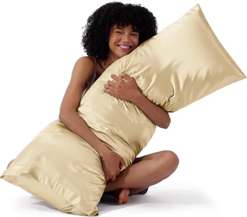 Miniatura 56 de Bedsure Paquete de 2 fundas de almohada de satén similares a las fundas de almohada de seda tamaño estándar, funda de almohada para mujeres que 01
