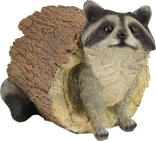 Design Toscano Bandit the Raccoon - Estatua de animal de jardín para interiores y exteriores, 10 pulgadas de largo, resina de piedra fundida,