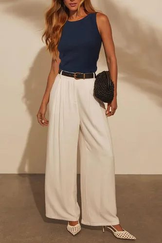 Miniatura 5 de Arach&Cloz Suéteres de mezcla de lana para mujer, no se transparentan, sin mangas, para todas las estaciones, para negocios, informal, 2025