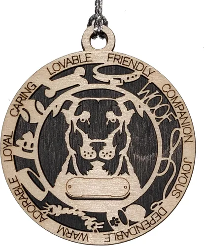 Miniatura 110 de Adorno de Navidad personalizado de madera para perro de 3 pulgadas, nombre y texto personalizables, hecho a mano en Estados Unidos, diseño de corte