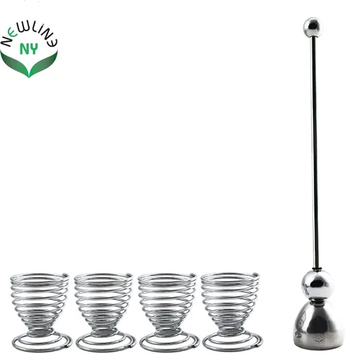 Miniatura 3 de 5 piezas - 4 soportes para huevos de alambre de resorte y 1 abridor de acero inoxidable