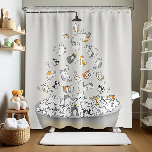 Miniatura 21 de Cortina de ducha floral para primavera y verano, flores silvestres, flores y mariposas, decoración de baño, tela impermeable con ganchos, 70