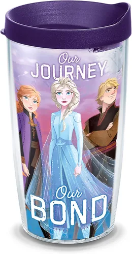 Miniatura 10 de Tervis Vaso aislado de doble pared de Disney Frozen 2 Group Made in Estados Unidos mantiene las bebidas frías y calientes, 10 onzas, ondulado