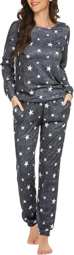 Miniatura 125 de Ekouaer Conjunto de pijama de manga larga para mujer, ropa de dormir suave con cuello redondo y bolsillos