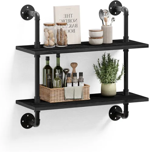 HDDFER Bathroom Floating Shelves for Wall - Industrial Pipe Shelving Shelves Wall Mounted Shelf 24 in Over Toilet Farmhouse Home Decor Display