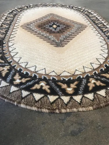Miniatura 2 de Kingdom South West - Alfombra ovalada de nativos americanos, diseño bereber beige, D143 (3 pies x 4 pies 7 pulgadas, ovalada)