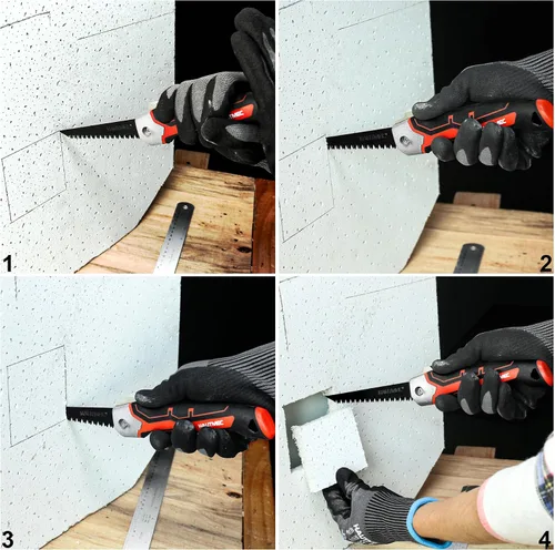 Miniatura 5 de HAUTMEC Sierra plegable para paneles de yeso con funda, sierra Jab de triple tierra 7TPI con hoja de acero de alto carbono, revestimiento negro