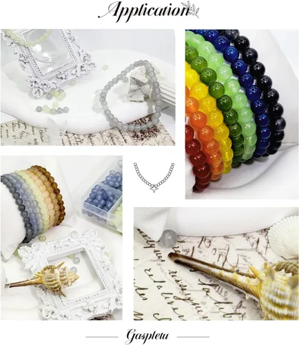 Miniatura 7 de 2600 cuentas de vidrio de 0.236 pulgadas para la fabricación de joyas, kit de fabricación de pulseras de cuentas de cristal de 48 colores, colores 2