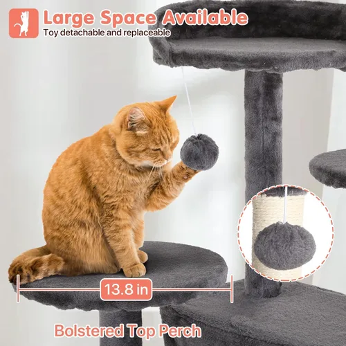 Miniatura 3 de Árbol para gatos de 54 pulgadas, torre de escalada para gatos con poste rascador, casa para gatos con percha, árbol para gatitos, condominio