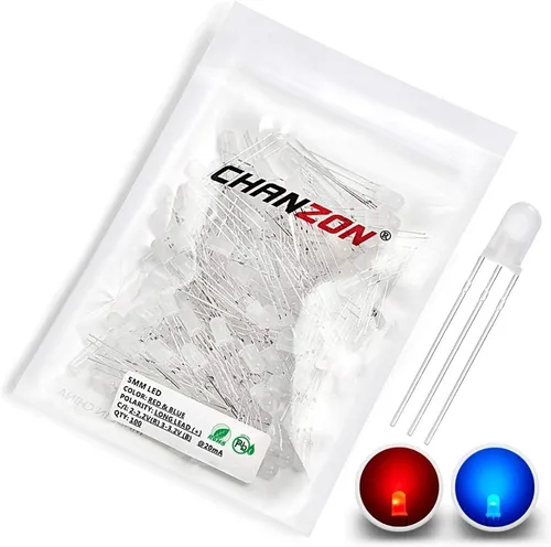 Miniatura 12 de CHANZON 100 luces de diodo LED difundidas rojas y verdes de 0.197 in, cátodo común (esmerilado redondo bicolor) lámparas de bombilla de iluminación