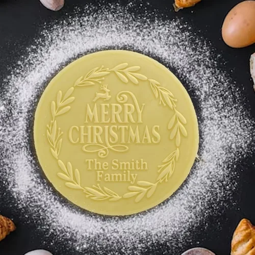 Miniatura 3 de Cortadores de galletas de Navidad personalizados 2023 con sello de galletas de Feliz Navidad para hornear, cortadores de galletas de azúcar