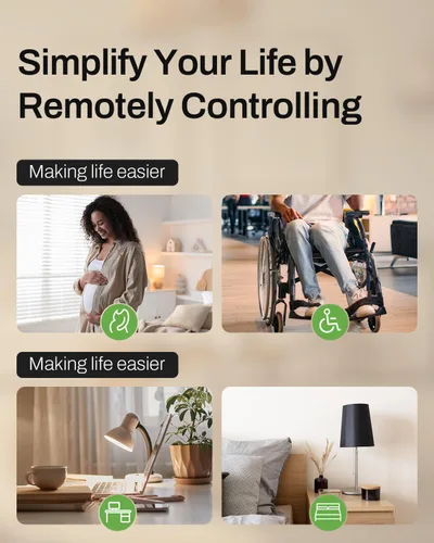 Miniatura 8 de HBN - Enchufe con control remoto inalámbrico con 2 controles de interruptor individuales, enchufes de diseño compacto hasta 100 pies de alcance