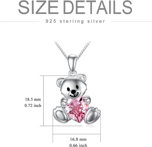 Miniatura 4 de Animal Crystal Necklace for Women Girls 925 Sterling Silver Teddy Bear Phoenix Panda Unicorn Animal Pendant Jewelry Gifts for Animal Lovers
