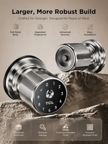 Miniatura 2 de TCL K1 - Pomo de puerta inteligente de huellas dactilares, entrada biométrica sin llave de 0.3s, acceso 4 en 1 con control de aplicación