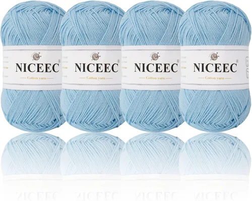 Miniatura 61 de NICEEC 4 madejas de hilo de algodón suave para bebé, 4 capas, manualidades DIY, peso fingering, hilo para manta para ganchillo y tejido, total 700