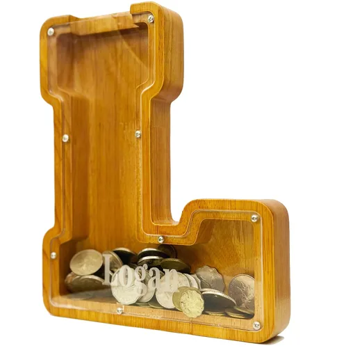 Miniatura 35 de Alcancia personalizada grande de madera con letras, alcancía para monedas, alcancía personalizada con nombre, puede ser utilizada como regalo de J