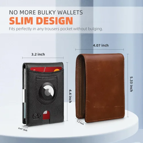 Miniatura 3 de Zitahli Carteras para hombre Airtag Holder Slim Rfid Cuero con Caja de Regalo