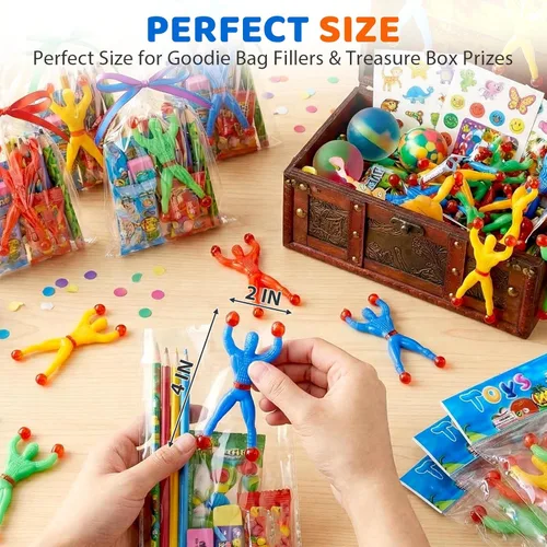 Miniatura 5 de Shindel 50 piezas de trepadores de pared elásticos para rellenos de fiesta de piñata, juego de juguetes pegajosos para hombre escalador, juguetes