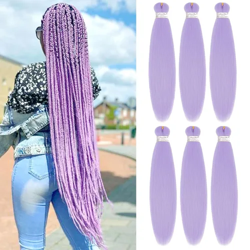 Miniatura 38 de Liang Dian Cabello para hacer trenzas, Cabello estirado para hacer trenzas, 12 pulgadas, 8 paquetes, color ombre púrpura, para sellar en agua